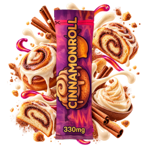 Emballage de vape Cinnamon Roll Delta Lab au profil cannelle, crème et pâtisserie