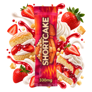 Emballage de vape Shortcake Delta Lab 330 mg au profil fraise, crème et gâteau