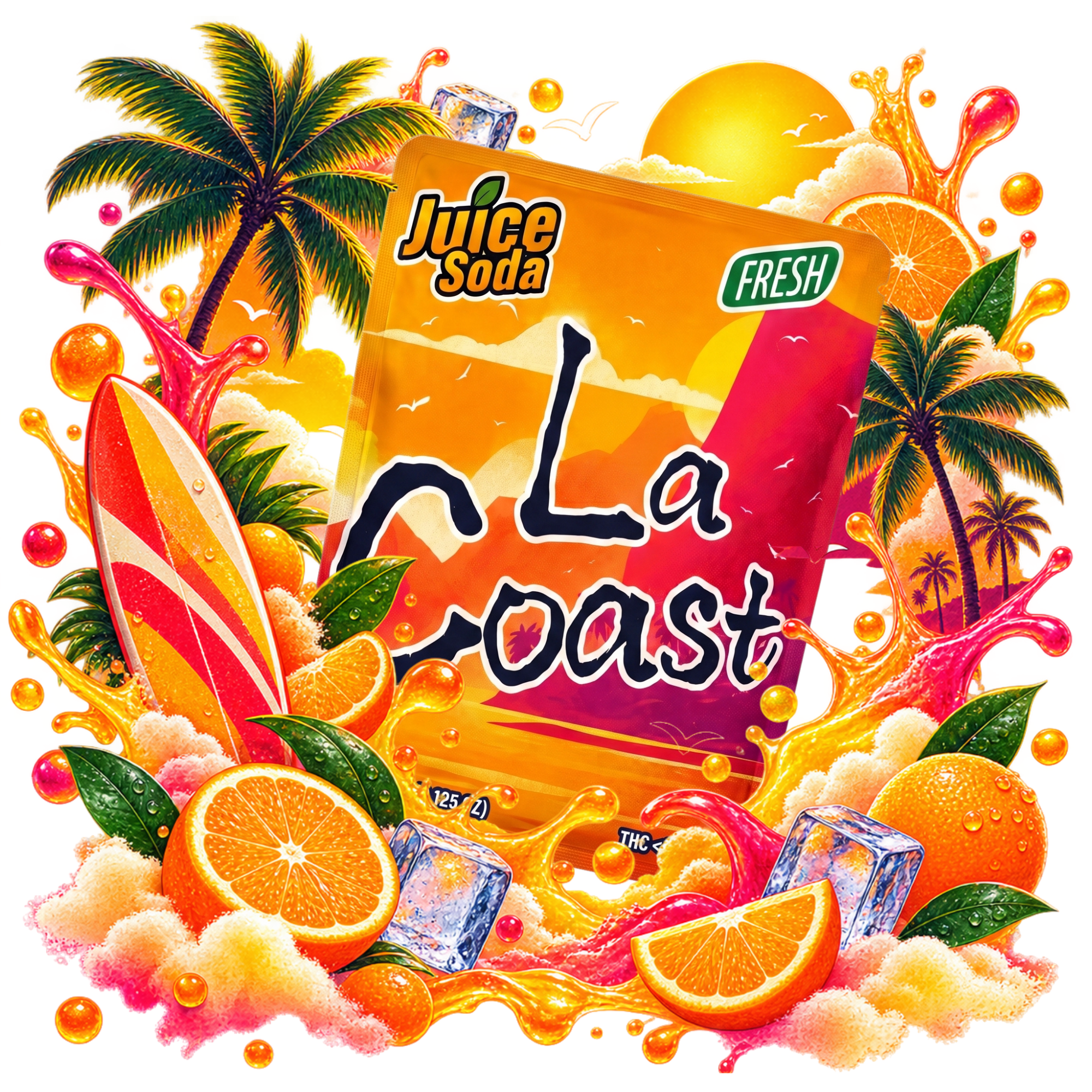 Emballage de Trim THCA LA Coast Delta Lab 1 g au profil agrumes et notes tropicales