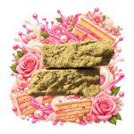 Hash THCA Wedding Cake Delta Lab à la texture compacte, friable et résineuse