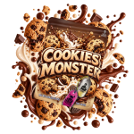 Emballage de hash THCA Cookies Monster Delta Lab au profil cookie, chocolat et crème