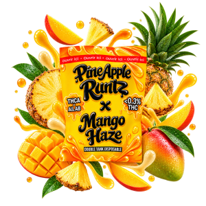 Vape THCA x ΔLAB-THC 2g Double Tank Disposable 750+600mg – PineApple Runtz x Mango Haze
