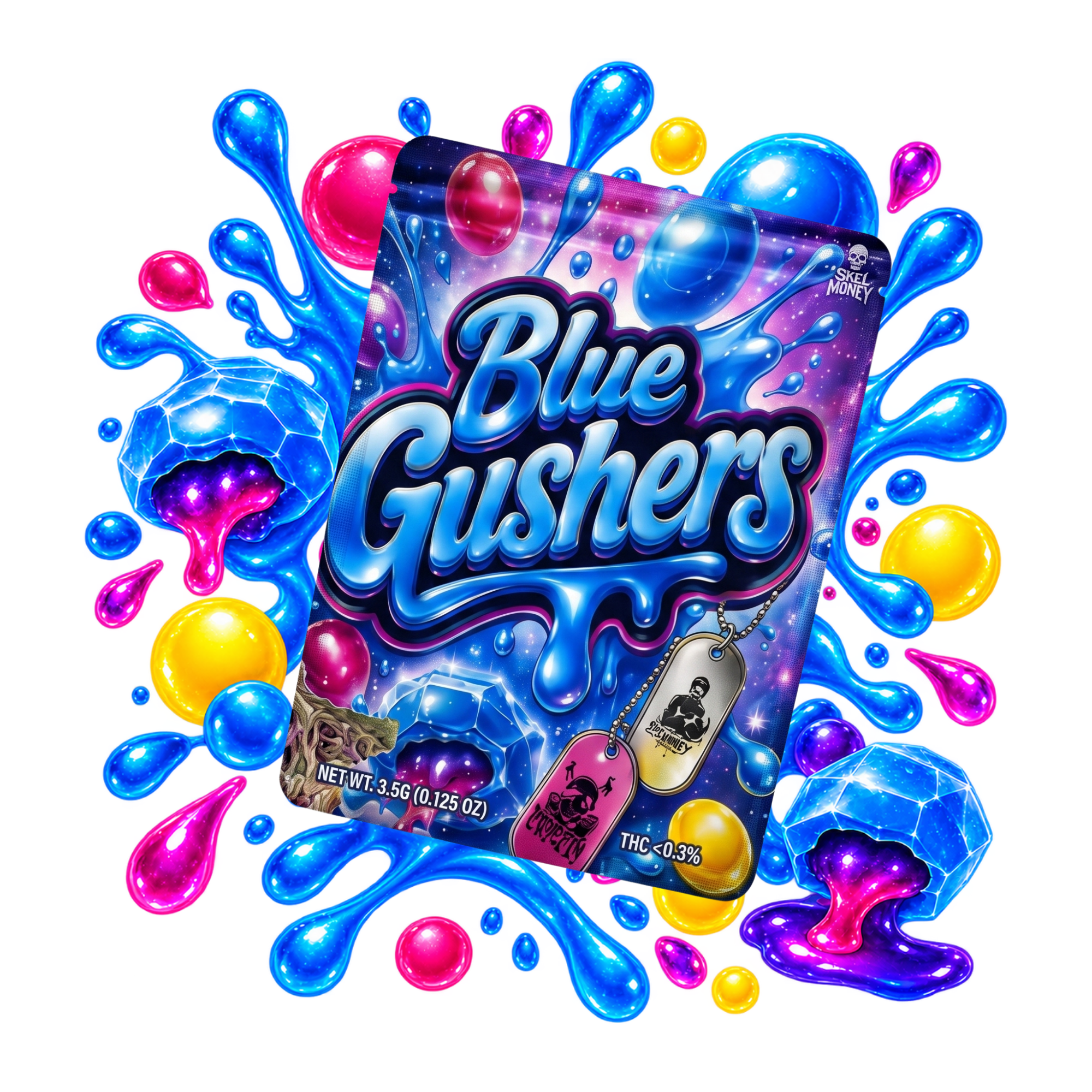 Emballage de fleur CBD Blue Gushers 3,5 g Delta Lab au profil fruité et sucré