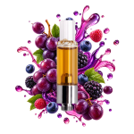 Cartridge THCA Delta Lab entourée de raisin, framboise et fruits rouges