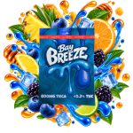 Emballage de cartridge THCA Bay Breeze Delta Lab au profil tropical, agrumes et fruits frais