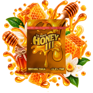 Emballage de cartridge THCA Lil Runtz Honey III Delta Lab au profil miel et notes gourmandes