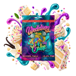 Emballage de cartridge THCA Wedding Cake Delta Lab 800 mg au profil gâteau, vanille et crème