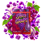Emballage de cartridge THCA Sour Grape Delta Lab au profil raisin acidulé et notes fruitées