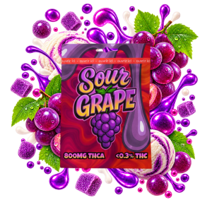 Emballage de cartridge THCA Sour Grape Delta Lab au profil raisin acidulé et notes fruitées