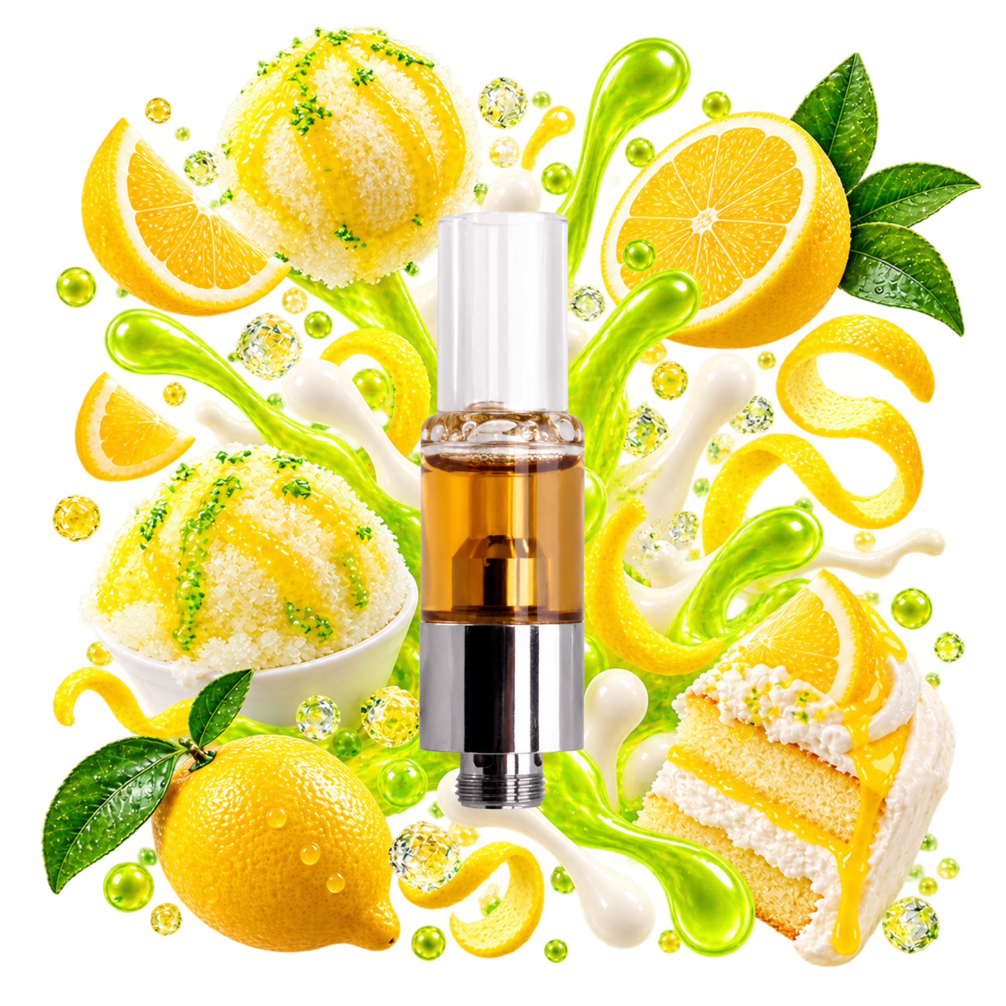 Cartridge THCA Lemon Raspados Delta Lab au profil citron, crème et dessert glacé