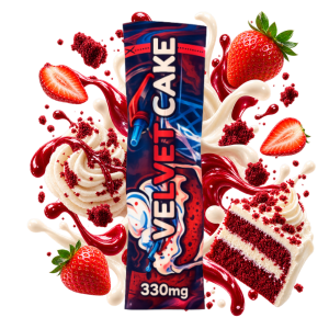 Emballage de vape Velvet Cake Delta Lab au profil fraise, crème et gâteau
