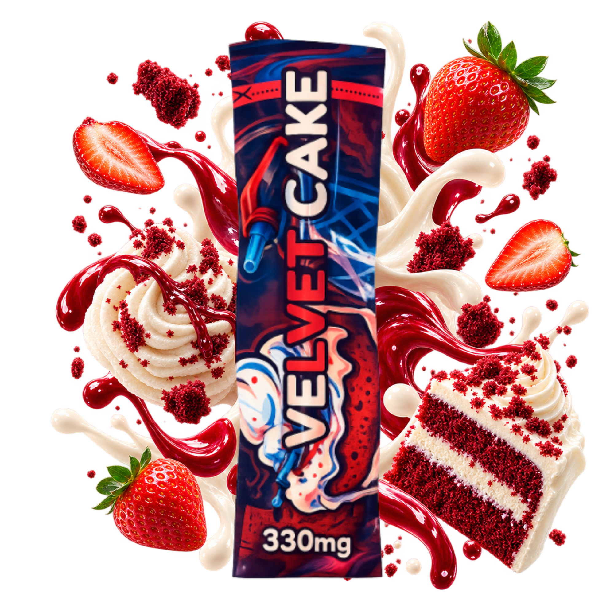 Emballage de vape Velvet Cake Delta Lab au profil fraise, crème et gâteau
