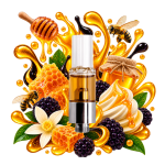 Cartridge THCA Queen Bee Kush Delta Lab au profil miel, vanille et fruits noirs