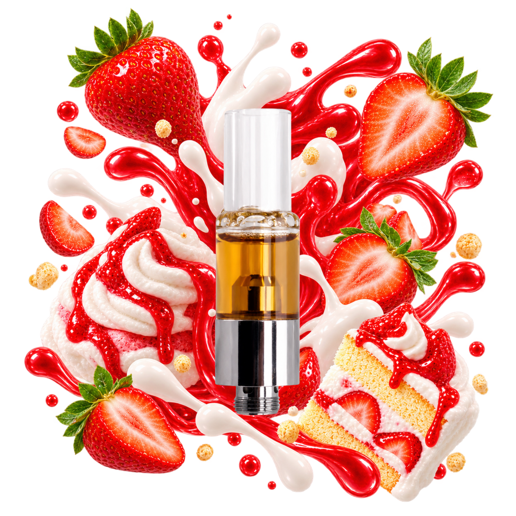 Cartridge THCA Strawberry Cough Delta Lab au profil fraise, crème et notes gourmandes