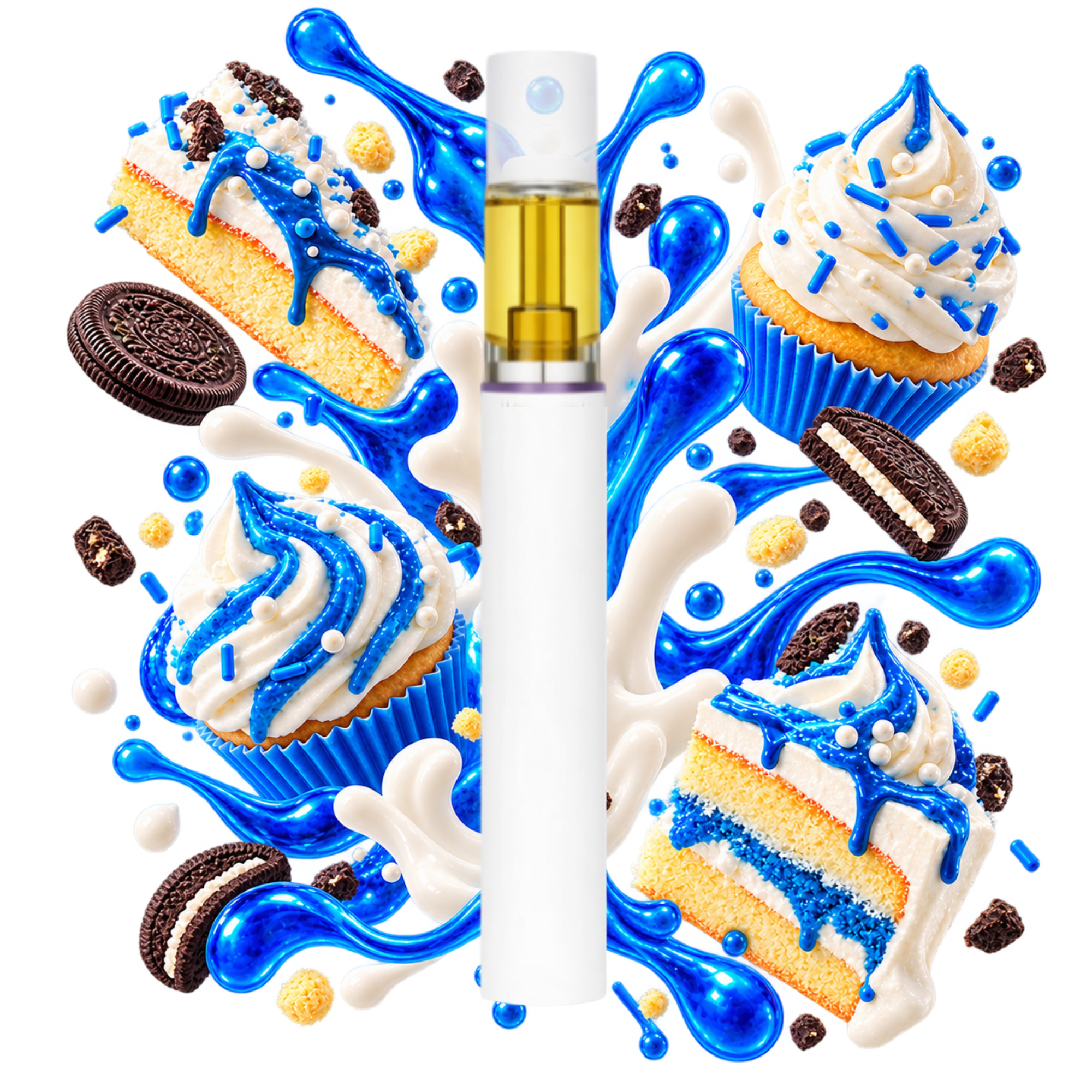 Cartridge THCA Delta Lab au profil gourmand vanille, gâteau et biscuit chocolaté